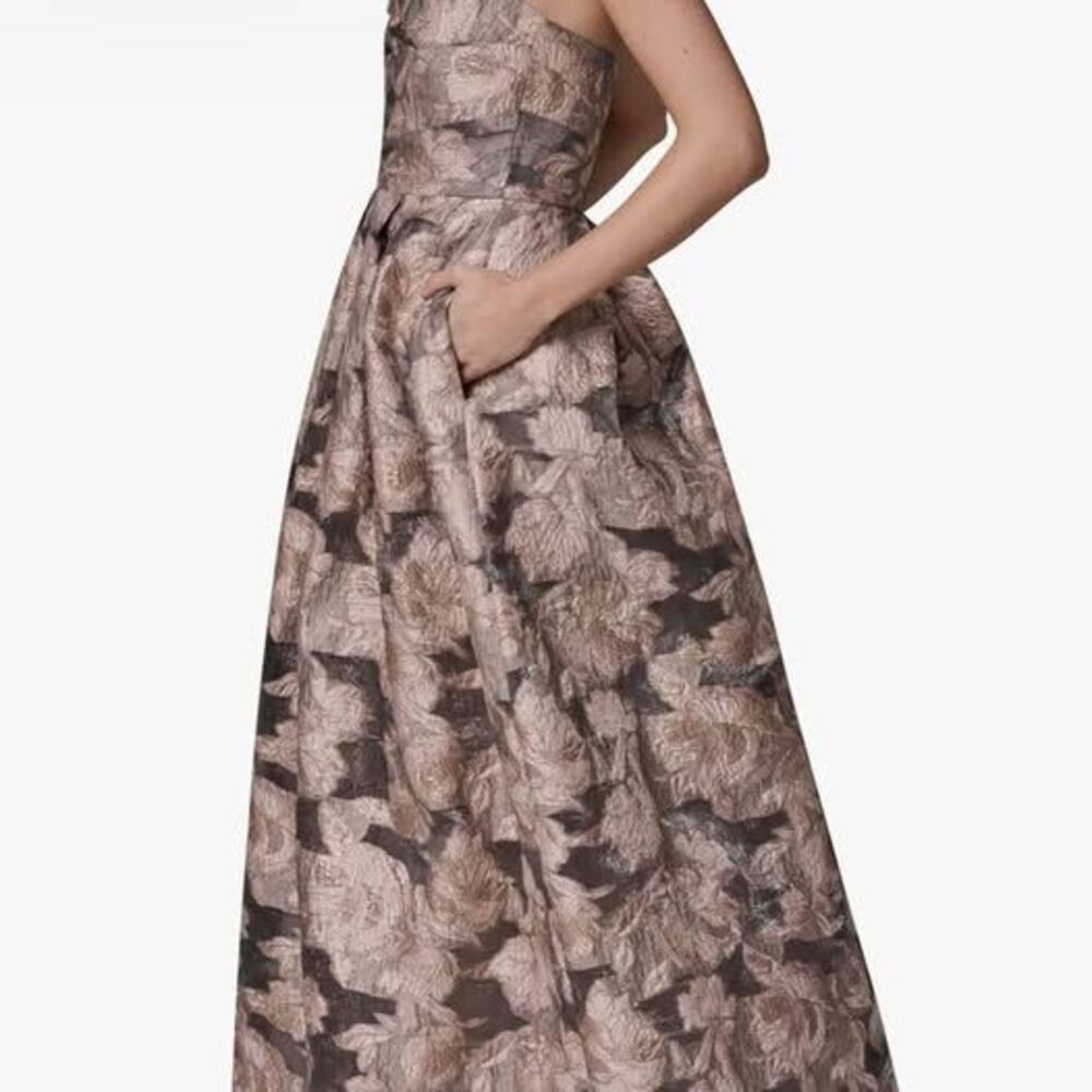 Donna Karan New York Metallic Floral Jacquard Gown